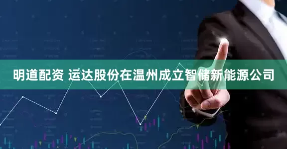 明道配资 运达股份在温州成立智储新能源公司
